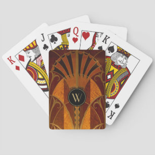 Baraja De Cartas Borgoña y oro monogramado