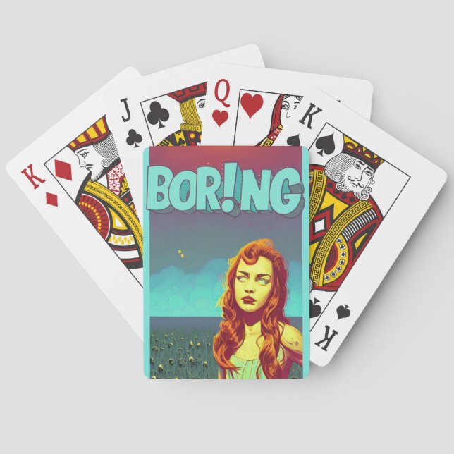 Baraja De Cartas Boring pop art redhead woman  trifold wallet (Reverso)