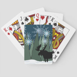 Baraja De Cartas Bosque de alces y copos de nieve