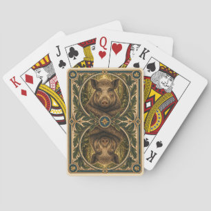 Baraja De Cartas Bosque de Helechos de Cerdo Acuarela GeoSaga