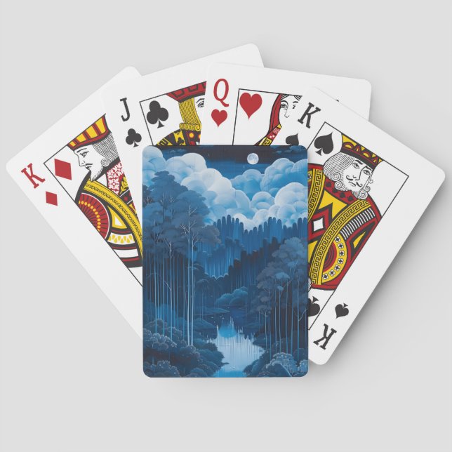 Baraja De Cartas Bosque de la Luna Azul de Medianoche (Reverso)