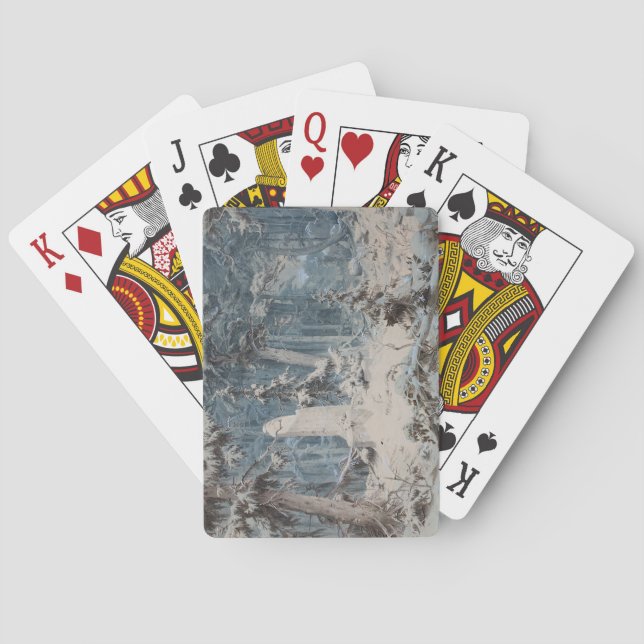 Baraja De Cartas Bosque de nieve (por Andreas Achenbach) (Reverso)