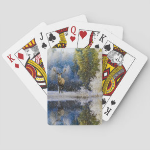 Baraja De Cartas Bosque de renos acuáticos de invierno
