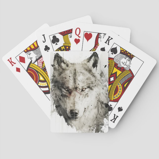 Baraja De Cartas Bosque de vida silvestre de pintura animal con ret (Reverso)