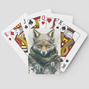 Baraja De Cartas Bosque de vida silvestre de pintura animal con ret