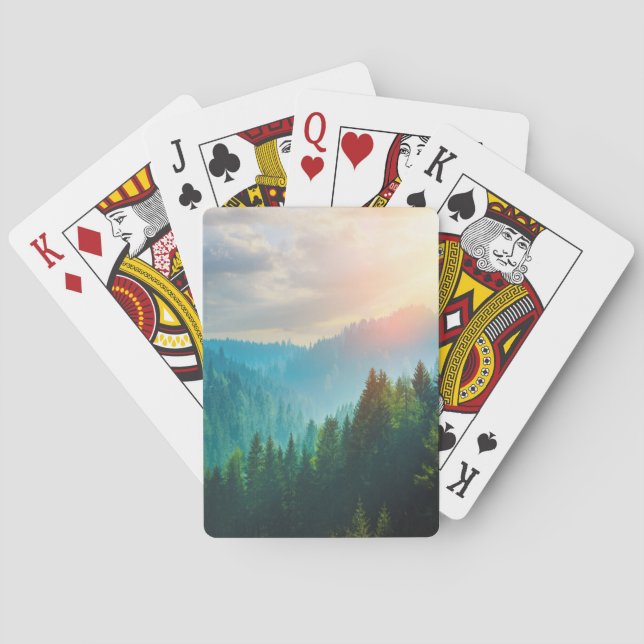 Baraja De Cartas Bosque en las dolomías, Italia del pino (Reverso)
