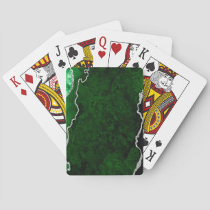 Baraja De Cartas Bosque Glamuroso Verde Mármol Chic Brillo Plateado