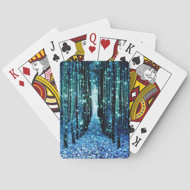 Baraja De Cartas Bosque Mágico Turquesa Verde Azul (Reverso)