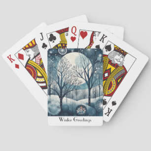 Baraja De Cartas Bosque nórdico iluminado por la luna, personalizab
