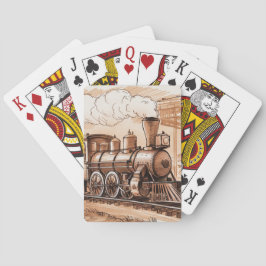 Baraja De Cartas Bosquejo de tren de máquina de vapor vintage