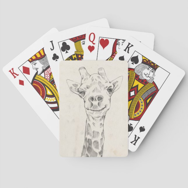 Baraja De Cartas Bosquejo del retrato de la jirafa (Reverso)