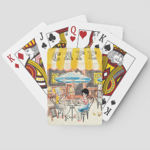 Baraja De Cartas Bosquejo lindo de la escena de Francia Café
