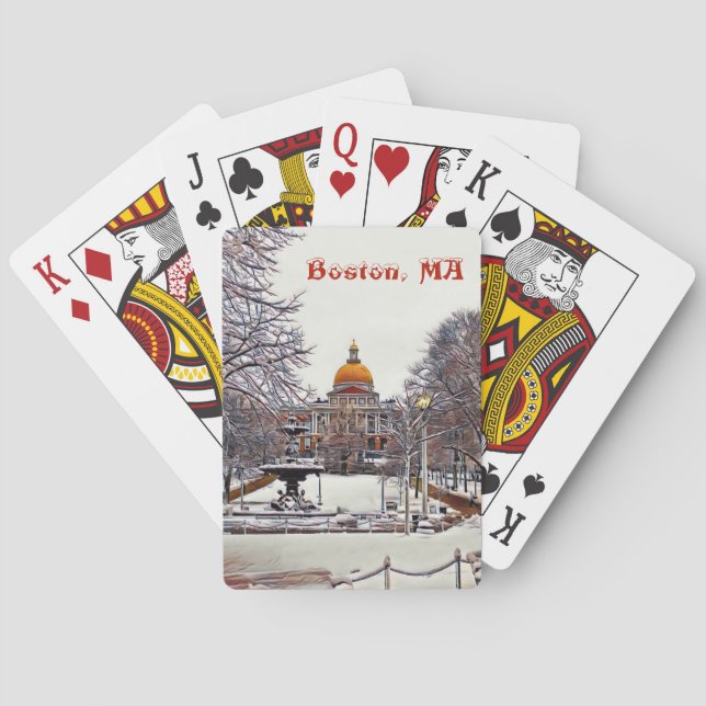 Baraja De Cartas Boston State House en invierno (Reverso)