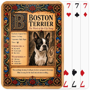 Baraja De Cartas Boston Terrier, Arte de Bestiario Medieval