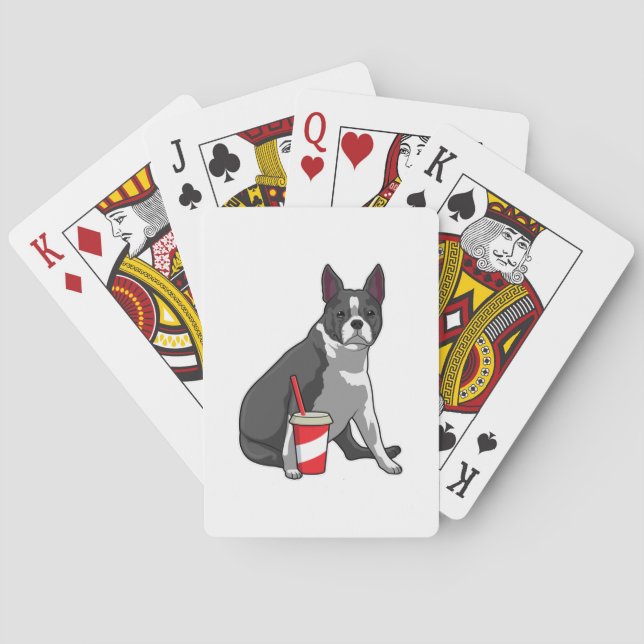 Baraja De Cartas Boston Terrier con bebida (Reverso)