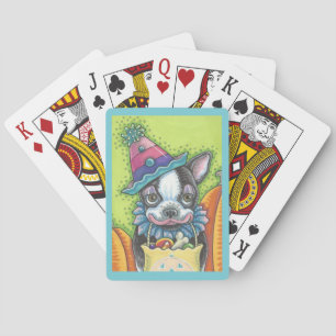BARAJA DE CARTAS BOSTON TERRIER HALLOWEEN COLOWN, TARJETAS DE JUEGO