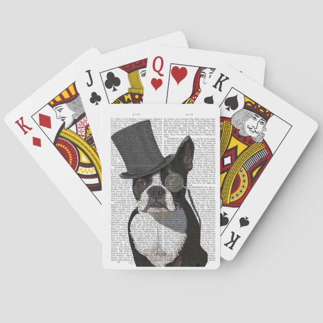 Baraja De Cartas Boston Terrier, hedor formal y Gorra (Reverso)