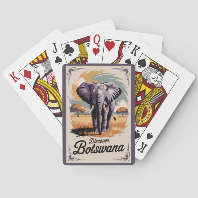 Baraja De Cartas Bostwana Elephant Ilustracion Viaje de arte (Reverso)