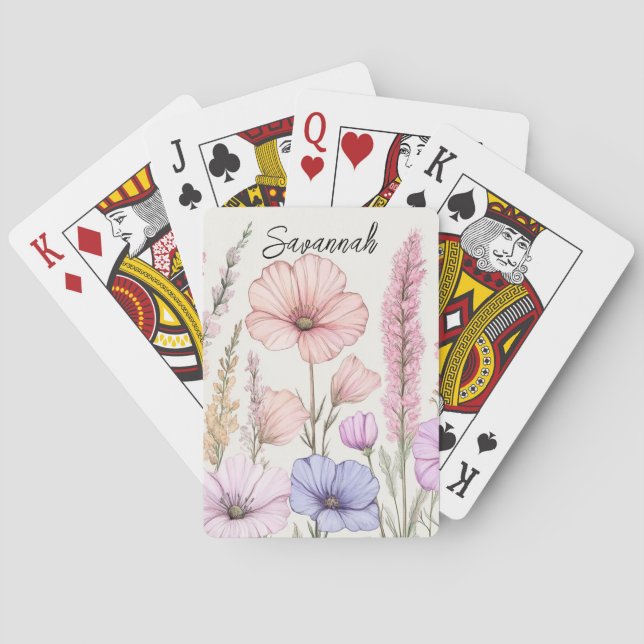 Baraja De Cartas Botánico de flores silvestres personalizado (Reverso)