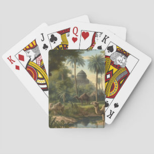 Baraja De Cartas Botánico: dromedarios en la selva cerca de un río