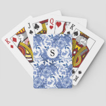 Botánico floral azul monograma
