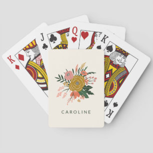 Baraja De Cartas Botánico Minimalista Simple Flor Personalizada