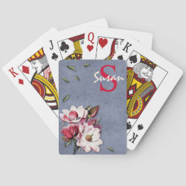 Baraja De Cartas Botánicos Artsy personalizados estampados en azul