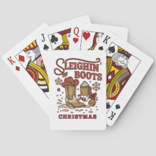 Baraja De Cartas Botas deslizándose esta Navidad Divertido Vaquero 