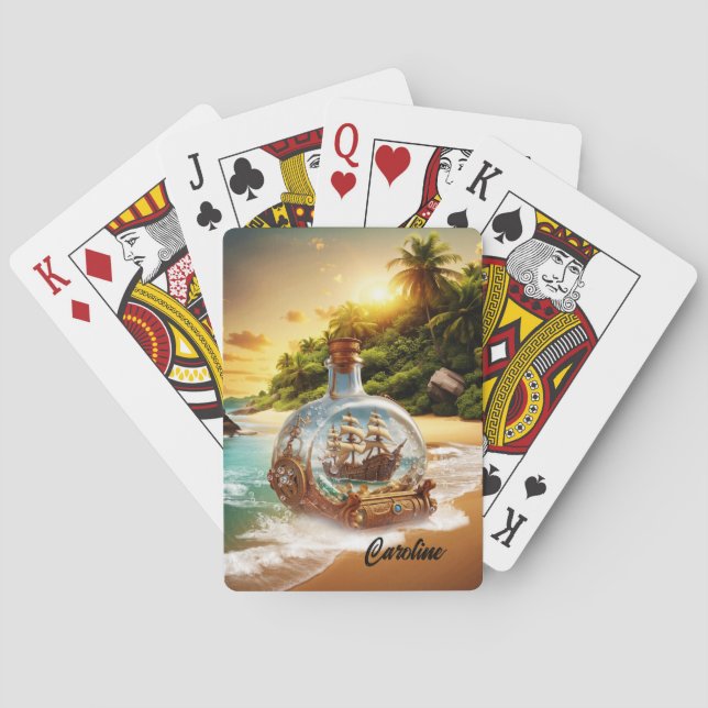 Baraja De Cartas Botella única y asombrosa con barco (Reverso)