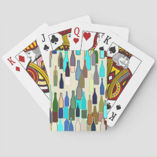 Baraja De Cartas Botellas de vino, multicolor, fondo beige