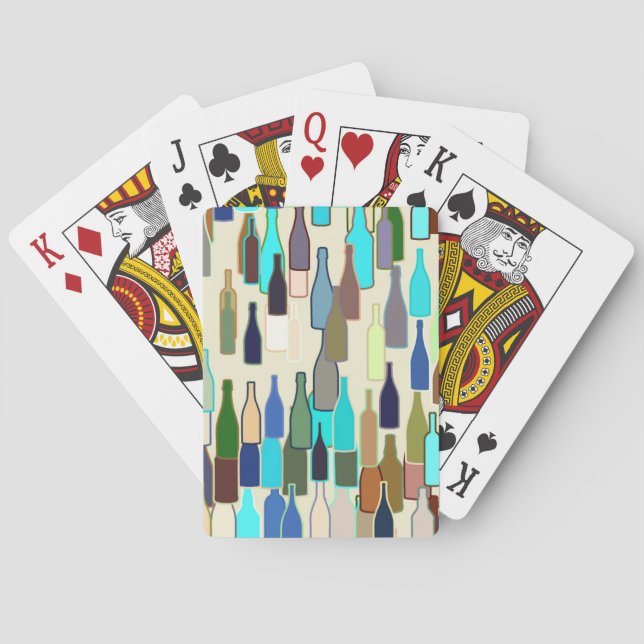 Baraja De Cartas Botellas de vino, multicolor, fondo beige (Reverso)