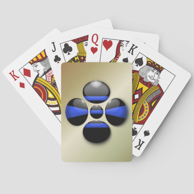 Baraja De Cartas Botón Shamrock de Línea Azul delgada (Reverso)