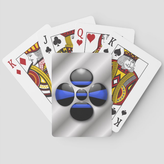 Baraja De Cartas Botón Shamrock de Línea Azul delgada (Reverso)