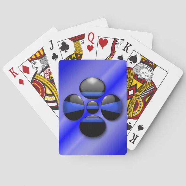 Baraja De Cartas Botón Shamrock de Línea Azul delgada (Reverso)