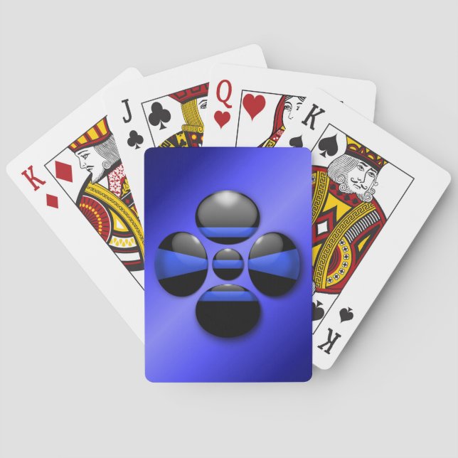 Baraja De Cartas Botón Shamrock de Línea Azul delgada (Reverso)