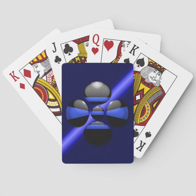 Baraja De Cartas Botón Shamrock de Línea Azul delgada (Reverso)