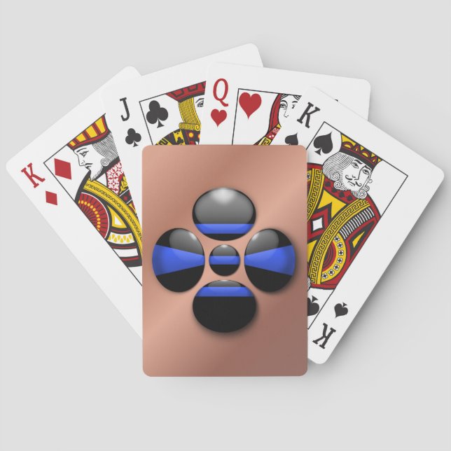 Baraja De Cartas Botón Shamrock de Línea Azul delgada (Reverso)