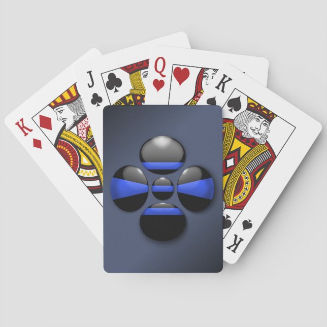 Baraja De Cartas Botón Shamrock de Línea Azul delgada (Reverso)