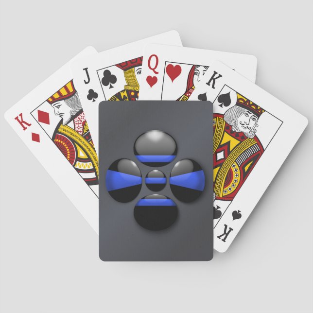 Baraja De Cartas Botón Shamrock de Línea Azul delgada (Reverso)