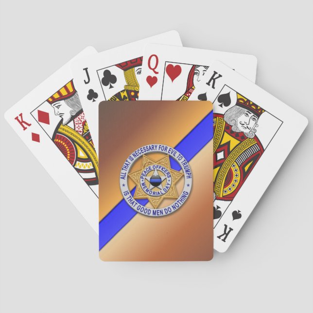 Baraja De Cartas Botones de la Línea Azul Delgada (Reverso)