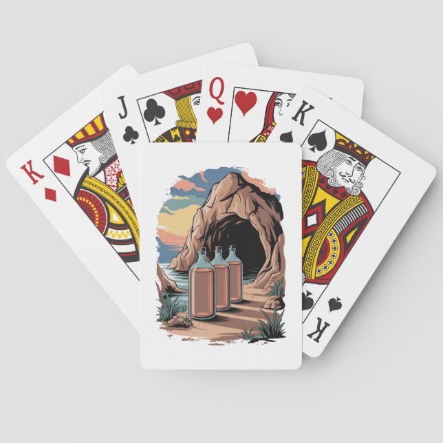 Baraja De Cartas Bottles Near A Cave Entrance  (Reverso)