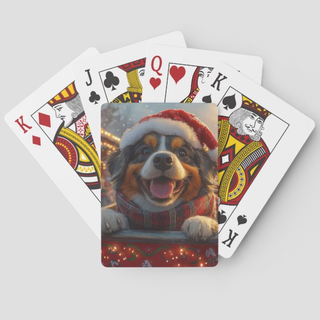 Baraja De Cartas Bouviers des Flandres Dog Roller Coaster Navidades (Reverso)