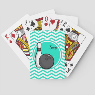 Baraja De Cartas Bowling; Aqua Green Chevron