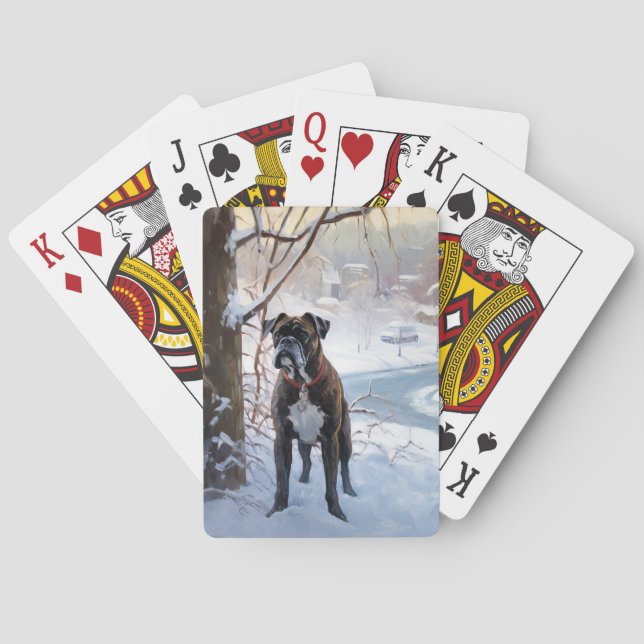 Baraja De Cartas Boxeador Deja que nieve Navidad (Reverso)