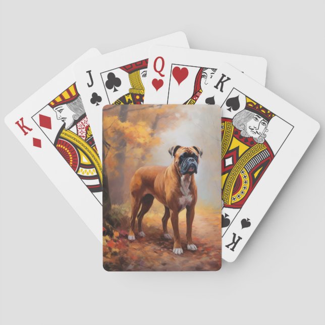 Baraja De Cartas Boxeador en Otoño Hojas Caídas Inspiran (Reverso)