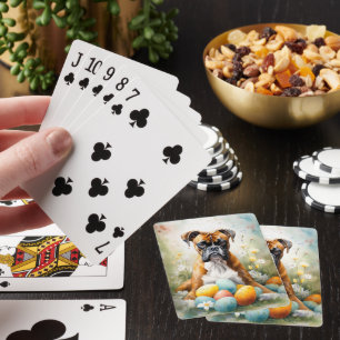 Baraja De Cartas Boxer Dog con vacaciones en Pascua