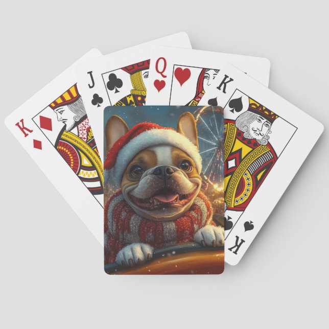 Baraja De Cartas Boxer Dog Roller Coaster Navidades (Reverso)