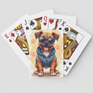 Baraja De Cartas Boxer Kawaii Divertido Perro
