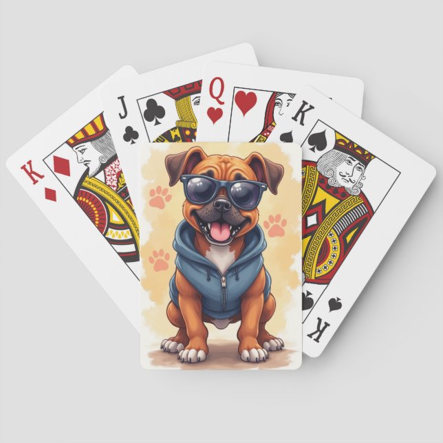 Baraja De Cartas Boxer Kawaii Divertido Perro (Reverso)