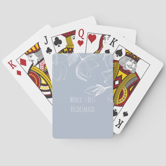 Baraja De Cartas BRIDESMAIDS GIFTS Dusty Blue White Magnolias (Reverso)
